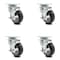 Service Caster 4 Inch Thermoplastic Rubber Wheel Swivel Top Plate Caster Set with Brake SCC SCC-20S414-TPRB-TLB-4 - alternate 1